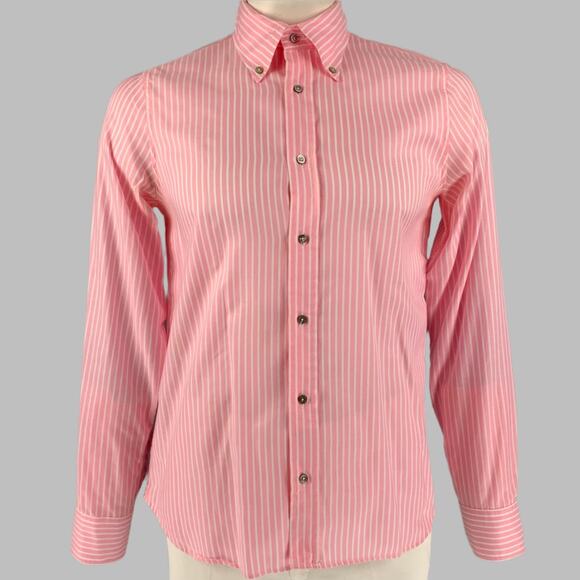 JIL SANDER Size 42 Pink White Stripe Cotton Button Down Collar Long Sleeve Shirt - Picture 1 of 5